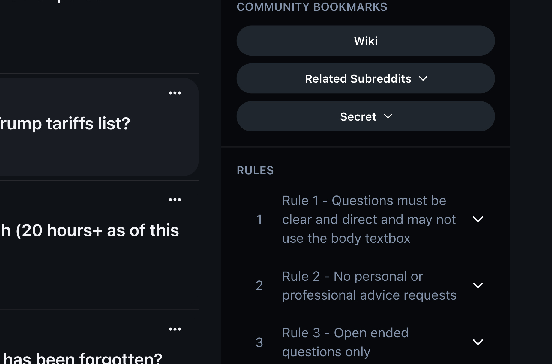 What is a subreddit rule list like? This is an example.