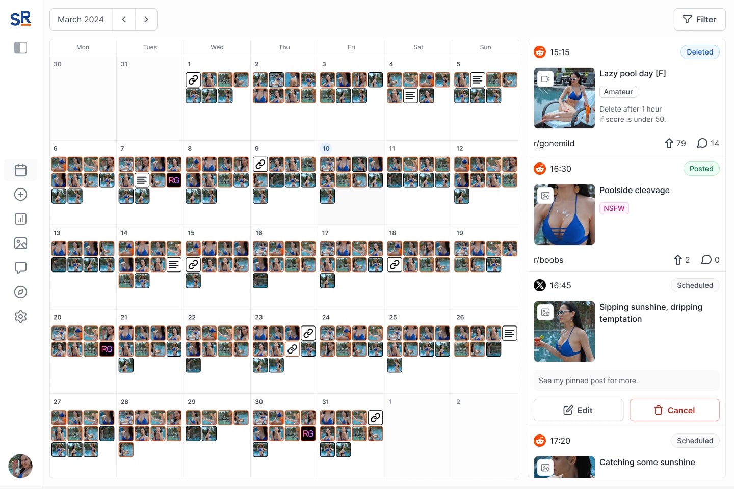 Schedule posts ahead of time and quickly review or change them. They always go out at the perfect
			moment.